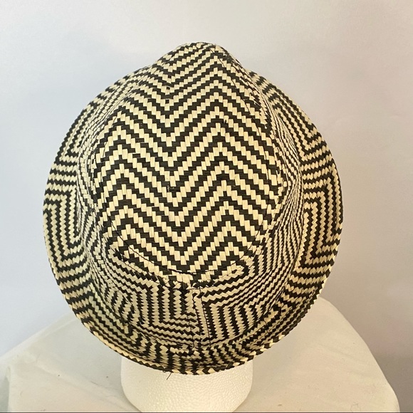 Cremieux Collection Men’s Dark Gray Cream Houndstooth Paper Straw Hat Size S/M - Picture 4 of 10